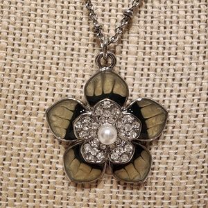 Lia Sophia "Jasmin" Necklace, Black, Greenish, & White